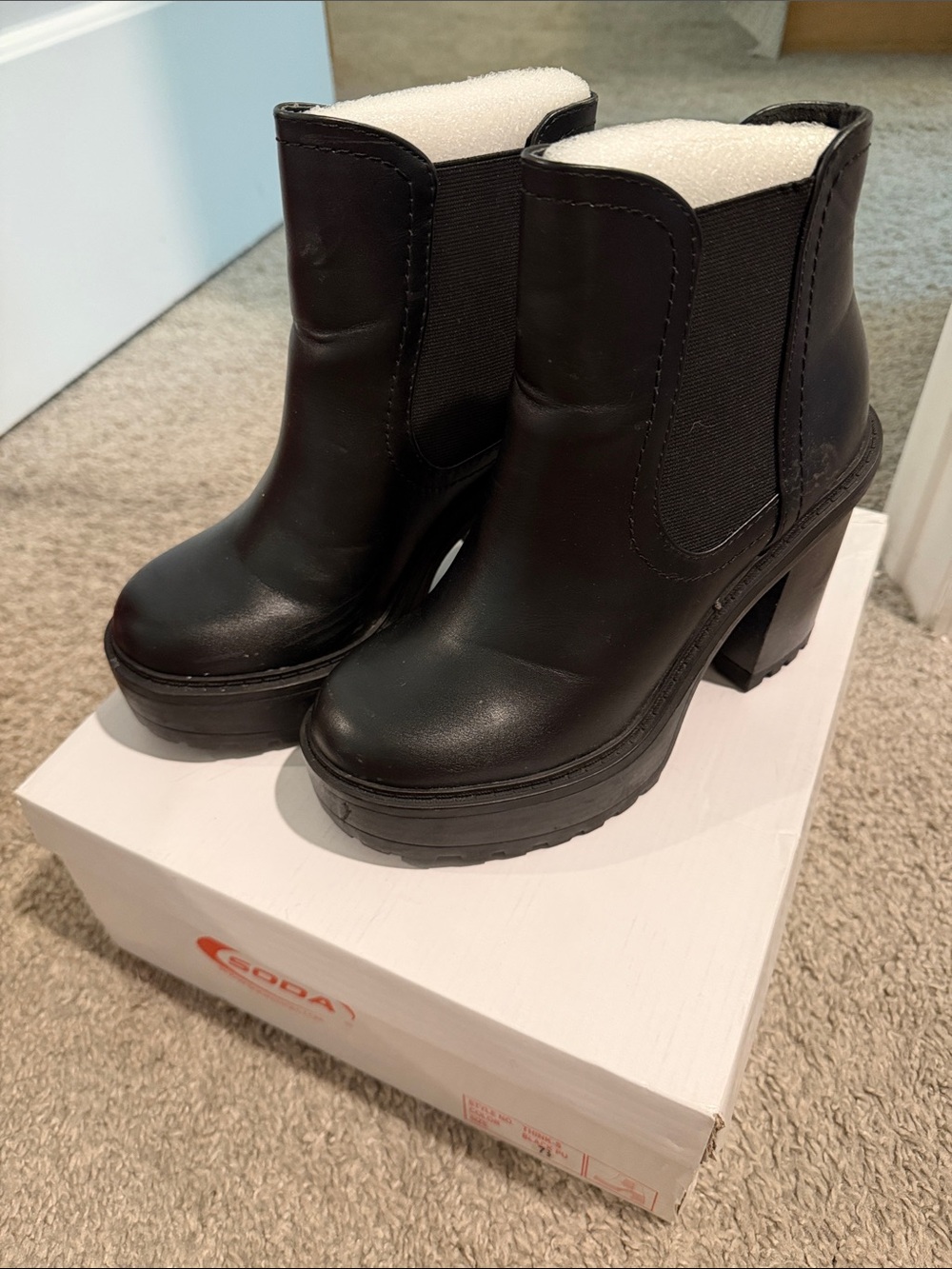 Soda Platform Ankle Black Boots